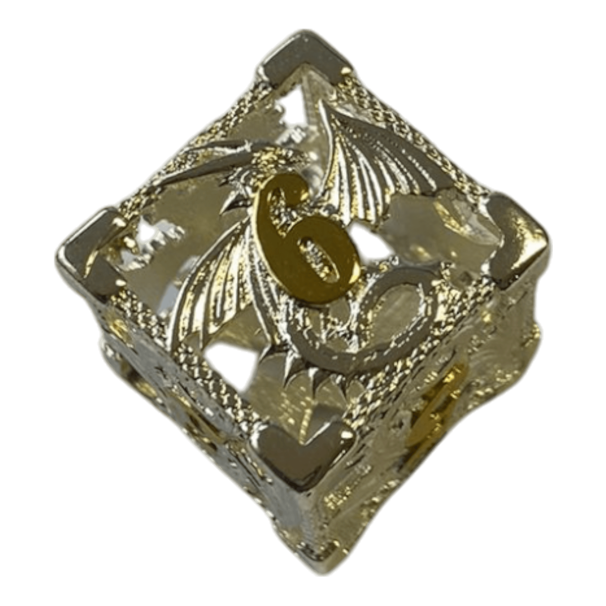 Würfel Stube Drachenwürfel W6 (Silber mit goldenen Nummern) - 18mm