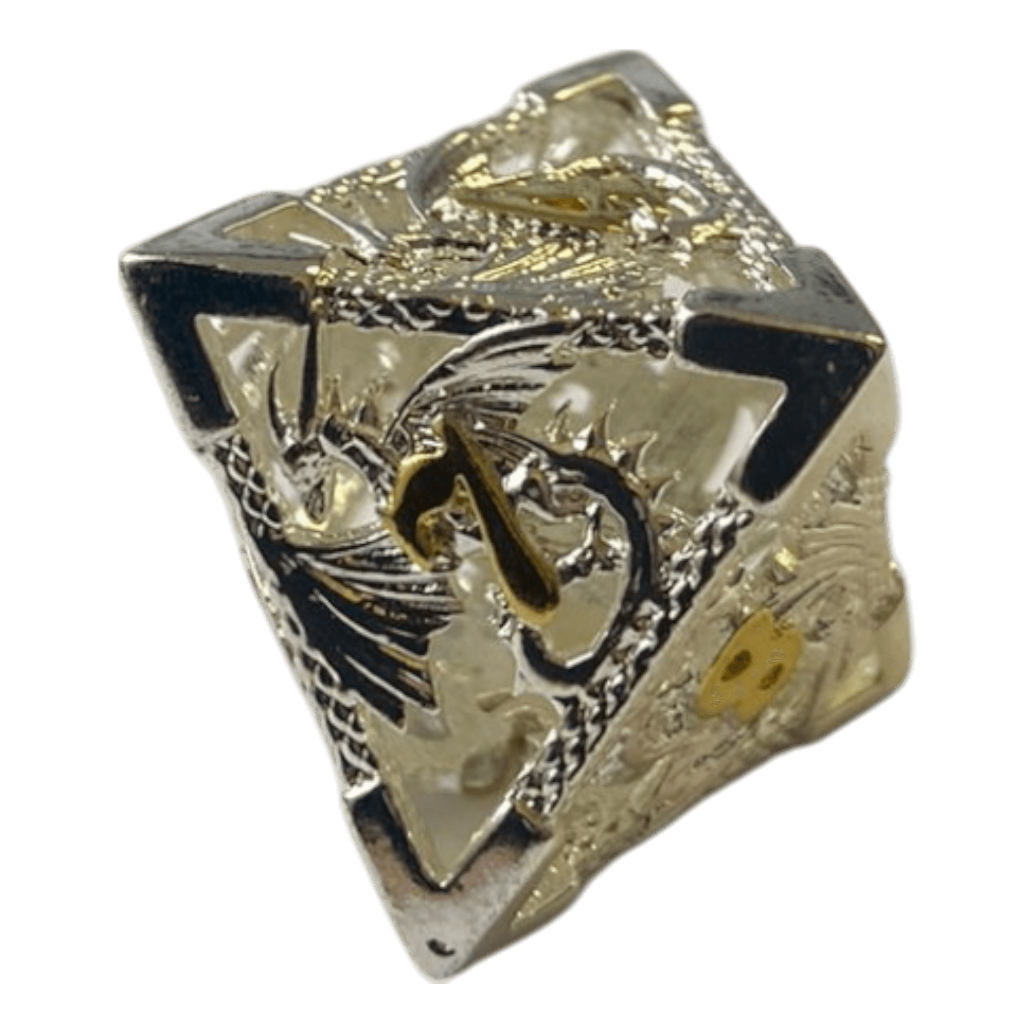 Würfel Stube Drachenwürfel W8 (Silber mit goldenen Nummern) - 18mm