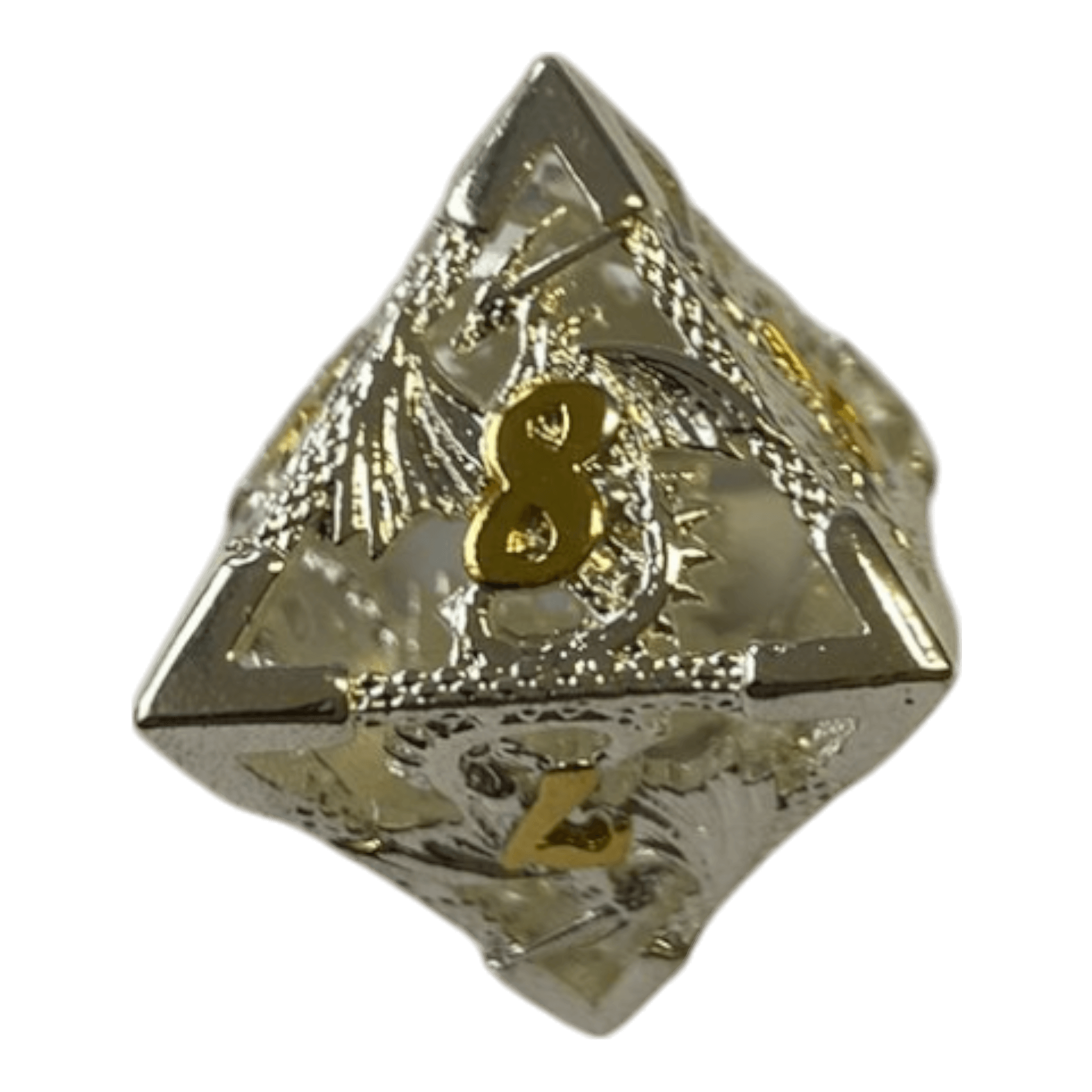 Würfel Stube Drachenwürfel W8 (Silber mit goldenen Nummern) - 18mm