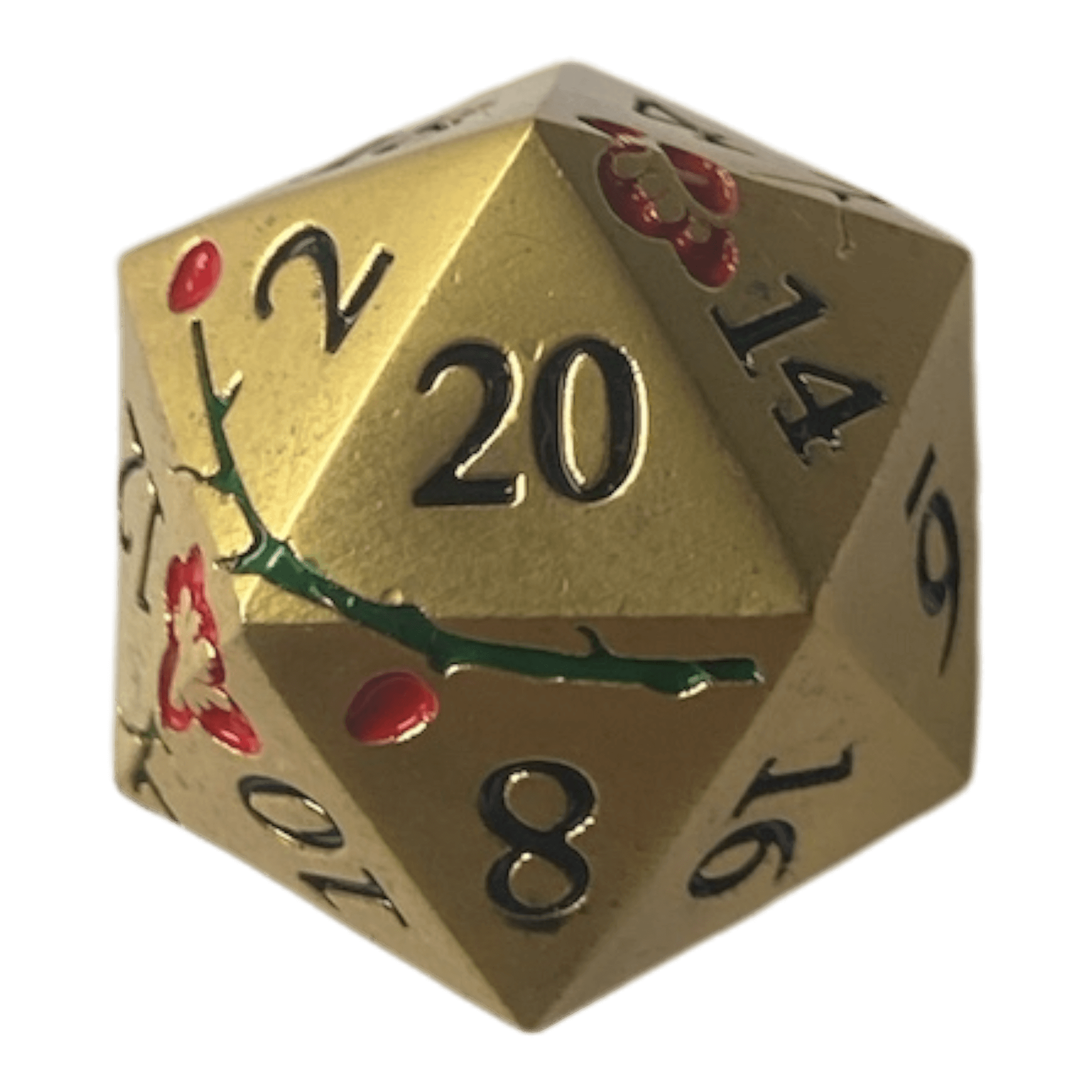 Würfel Stube Gold Metallwürfel mit roten Magnolien Blüten W20