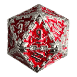 Grim Reaper Metallwürfel (silber/rot) W20