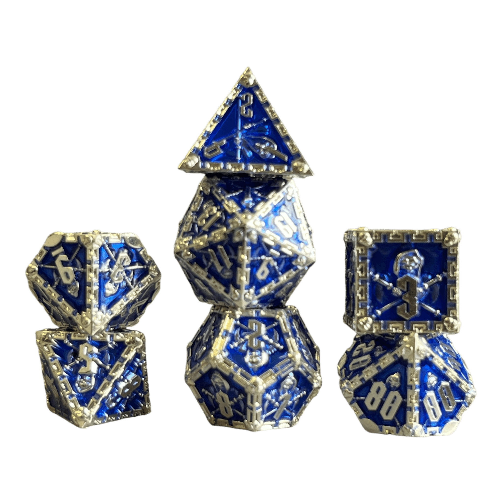 Würfel Stube Grim Reaper Metallwürfel (silber/blau) Set