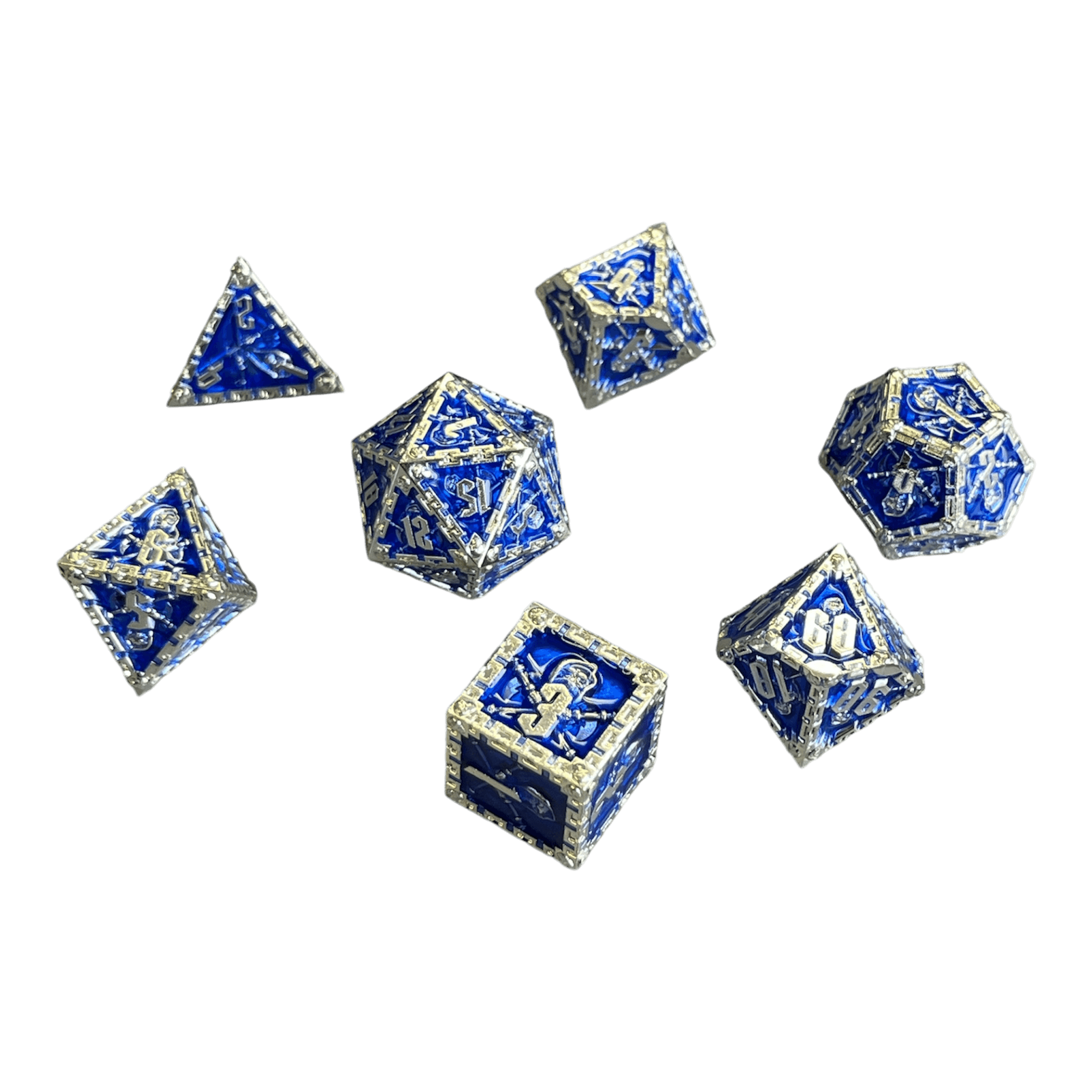 Würfel Stube Grim Reaper Metallwürfel (silber/blau) Set