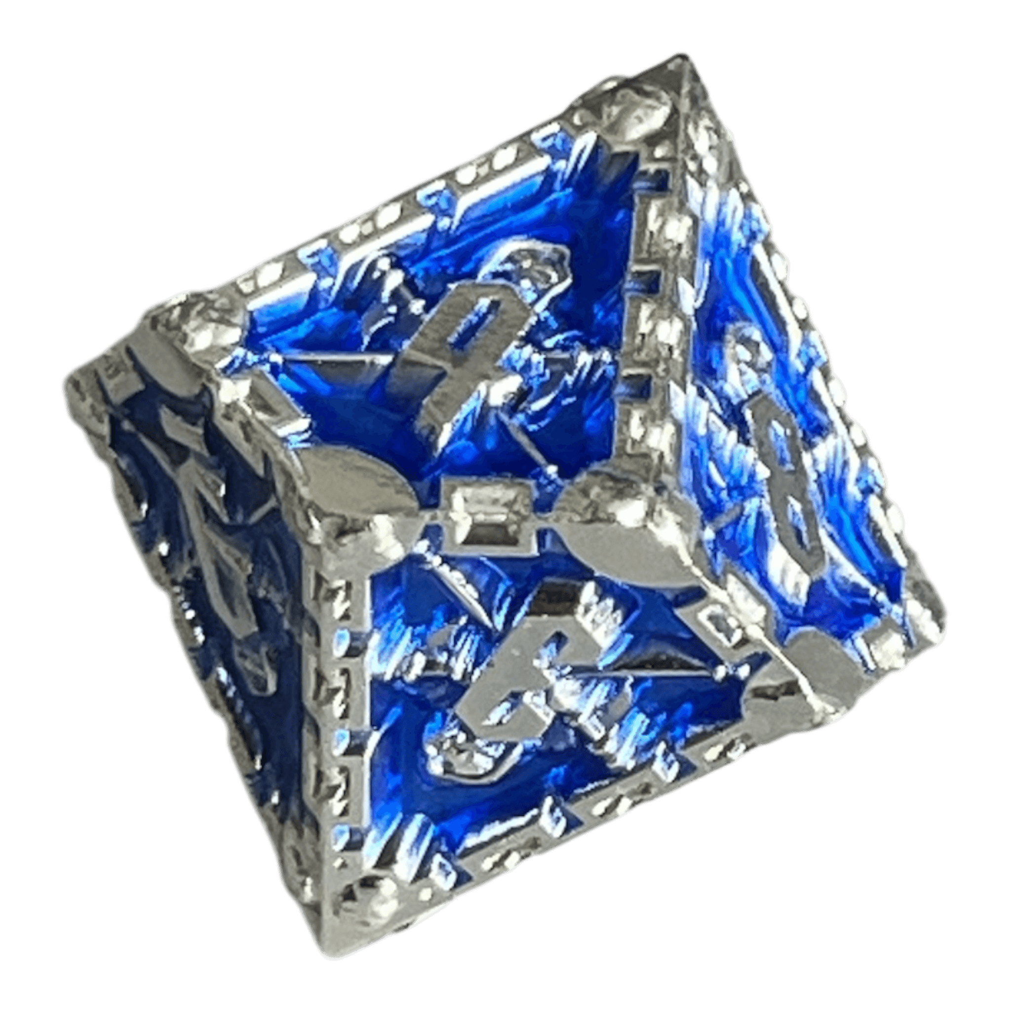 Würfel Stube Grim Reaper Metallwürfel (silber/blau) W10