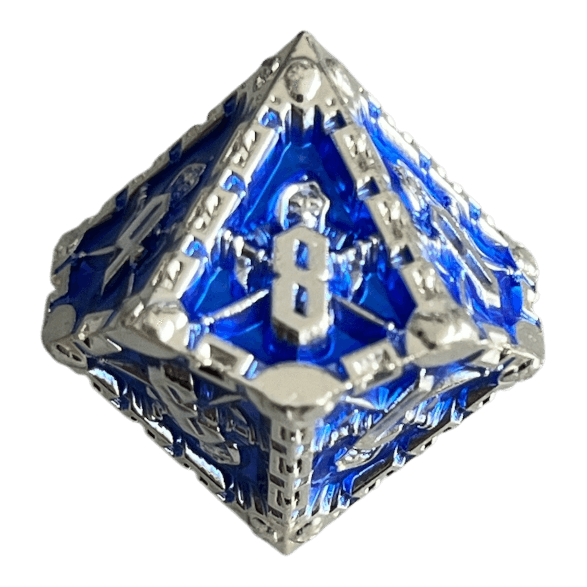 Würfel Stube Grim Reaper Metallwürfel (silber/blau) W10