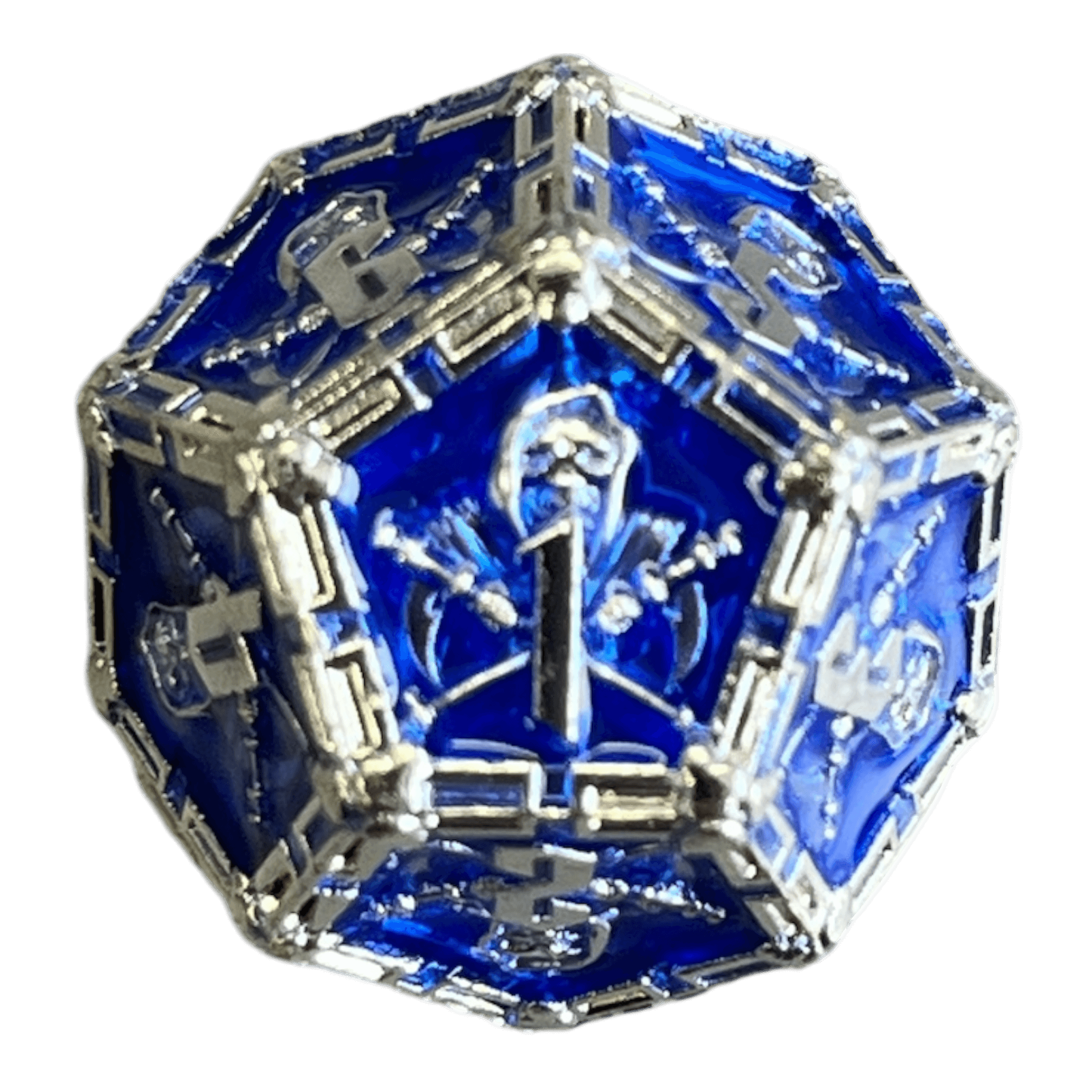 Würfel Stube Grim Reaper Metallwürfel (silber/blau) W12