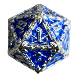 Würfel Stube Grim Reaper Metallwürfel (silber/blau) W20