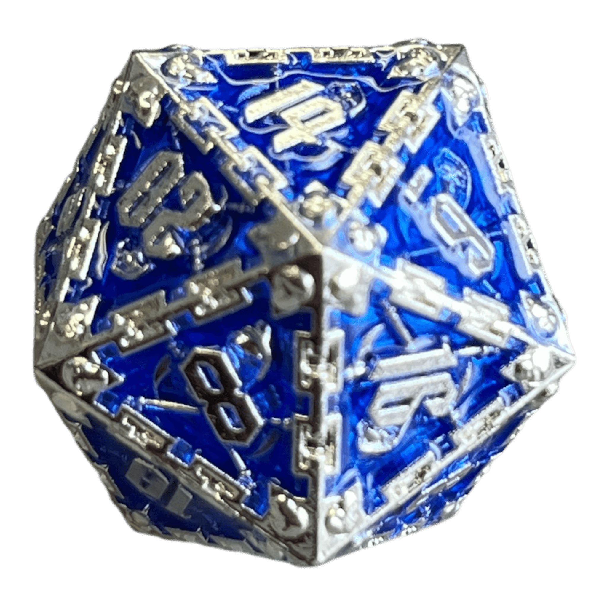 Würfel Stube Grim Reaper Metallwürfel (silber/blau) W20