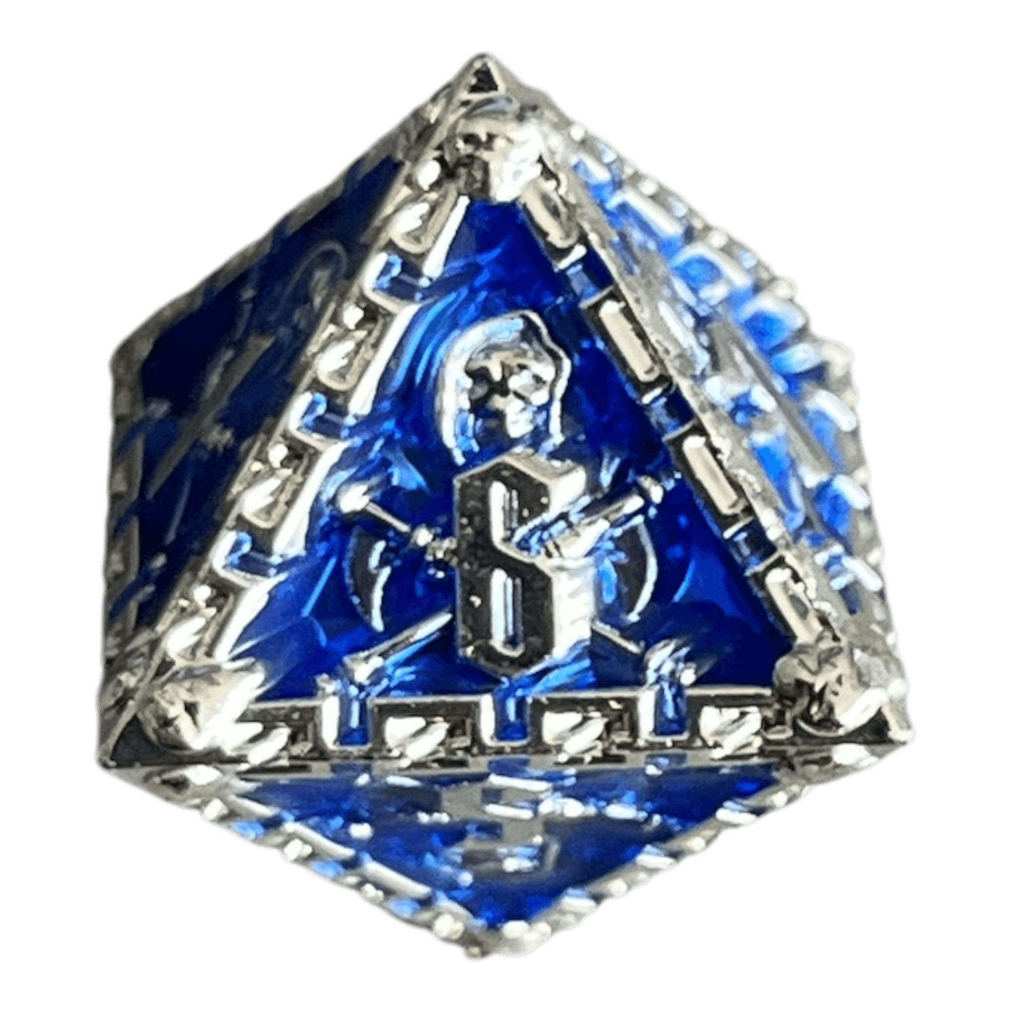 Würfel Stube Grim Reaper Metallwürfel (silber/blau) W8