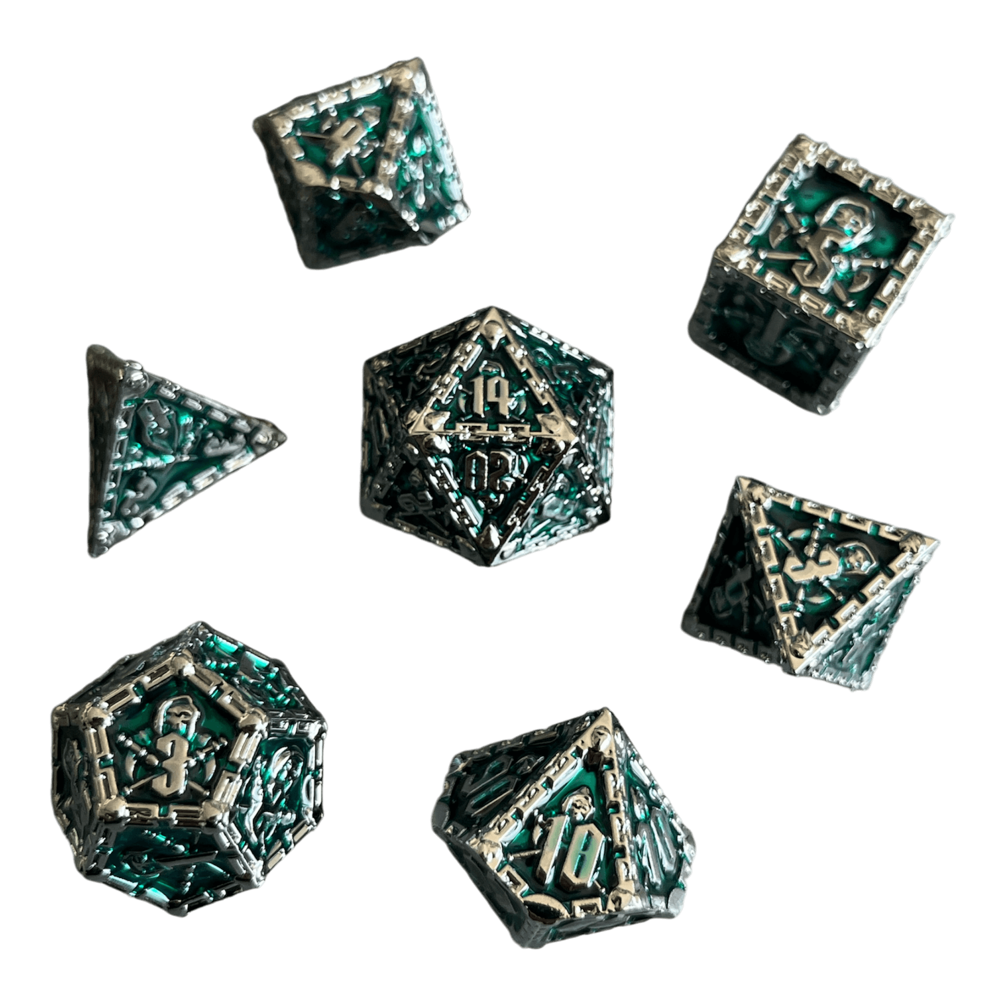 Würfel Stube Grim Reaper Metallwürfel (silber/grün) Set