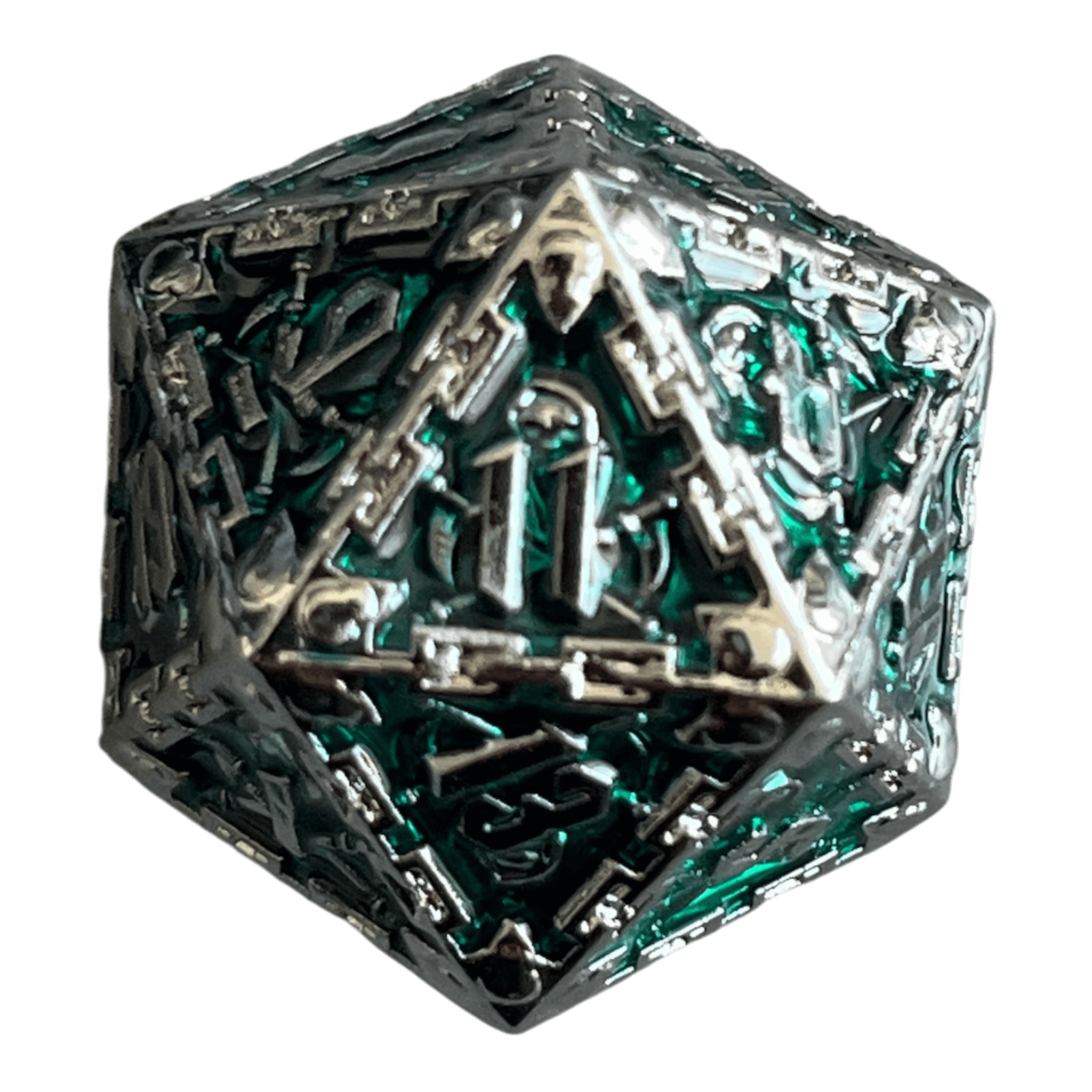 Würfel Stube Grim Reaper Metallwürfel (silber/grün) W20