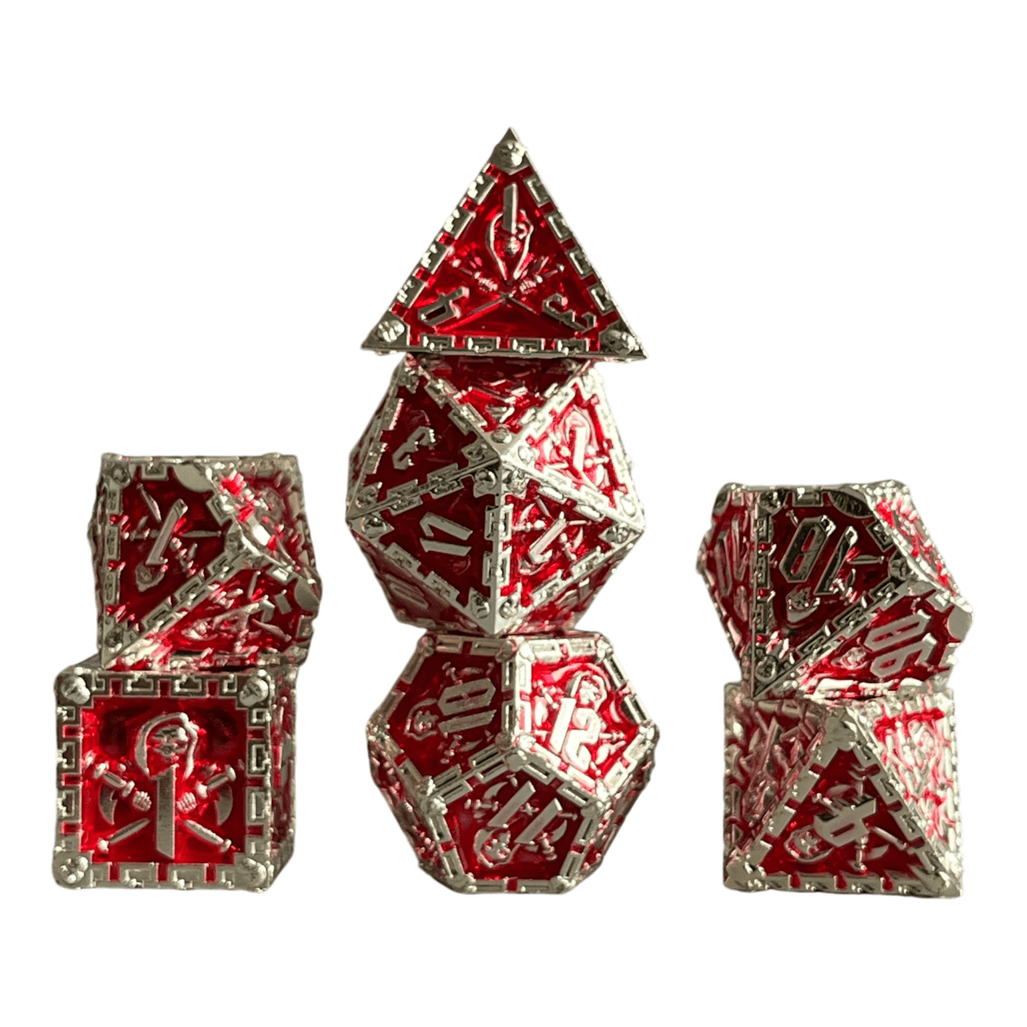 Würfel Stube Grim Reaper Metallwürfel (silber/rot) Set