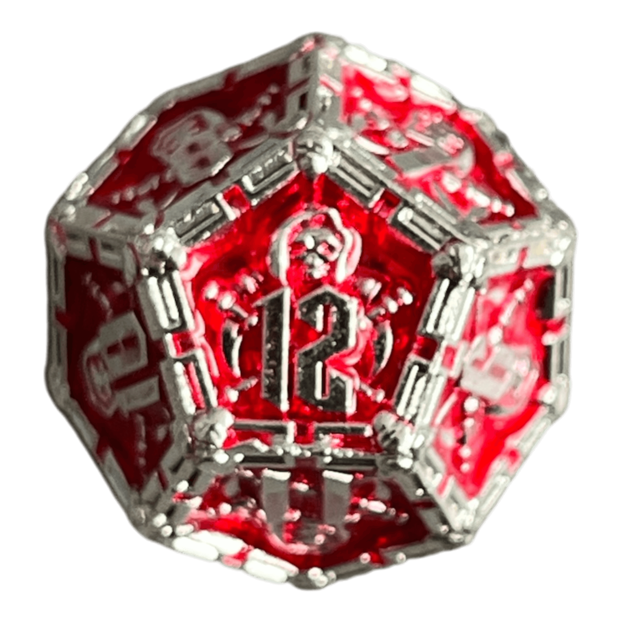 Würfel Stube Grim Reaper Metallwürfel (silber/rot) W12