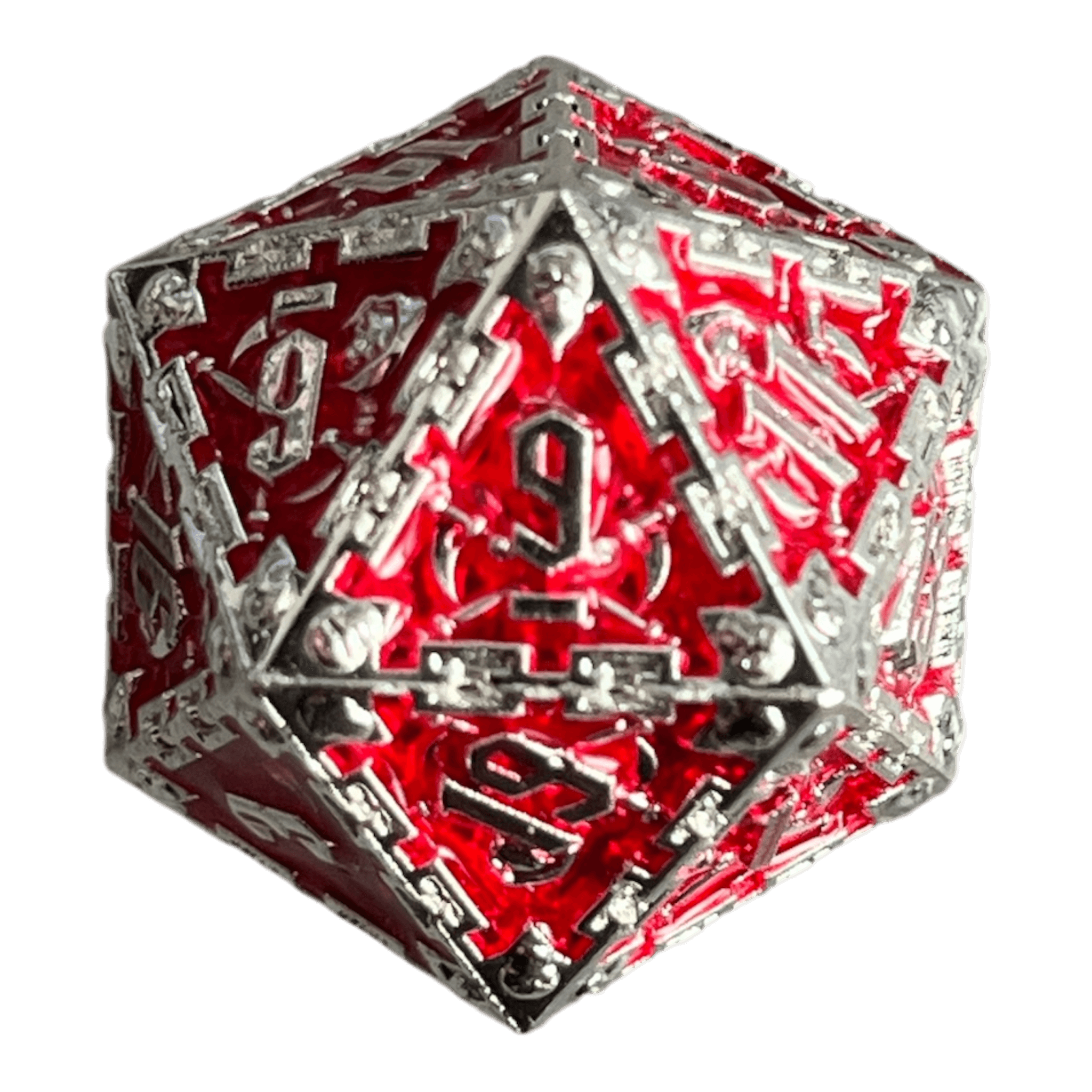 Würfel Stube Grim Reaper Metallwürfel (silber/rot) W20