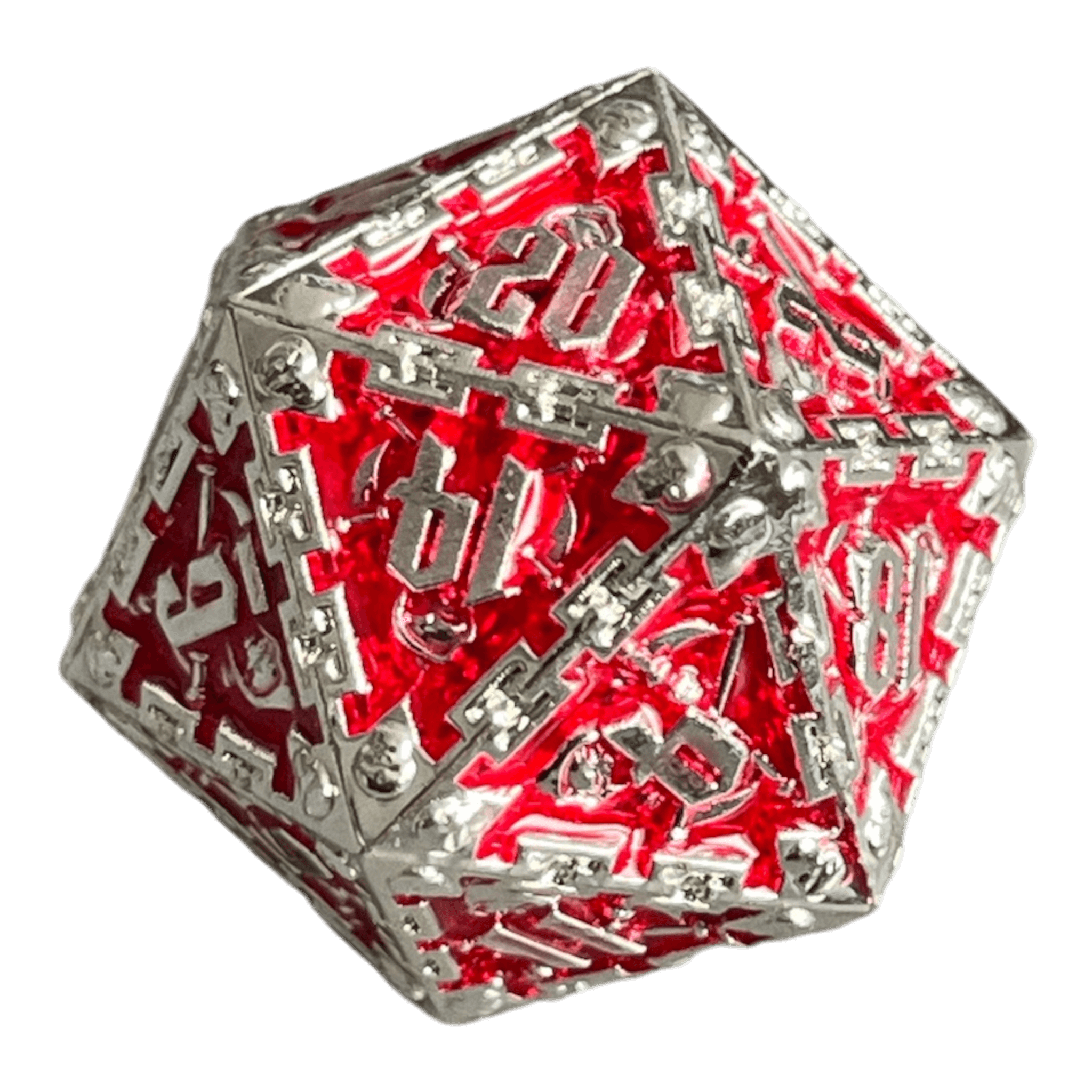 Würfel Stube Grim Reaper Metallwürfel (silber/rot) W20