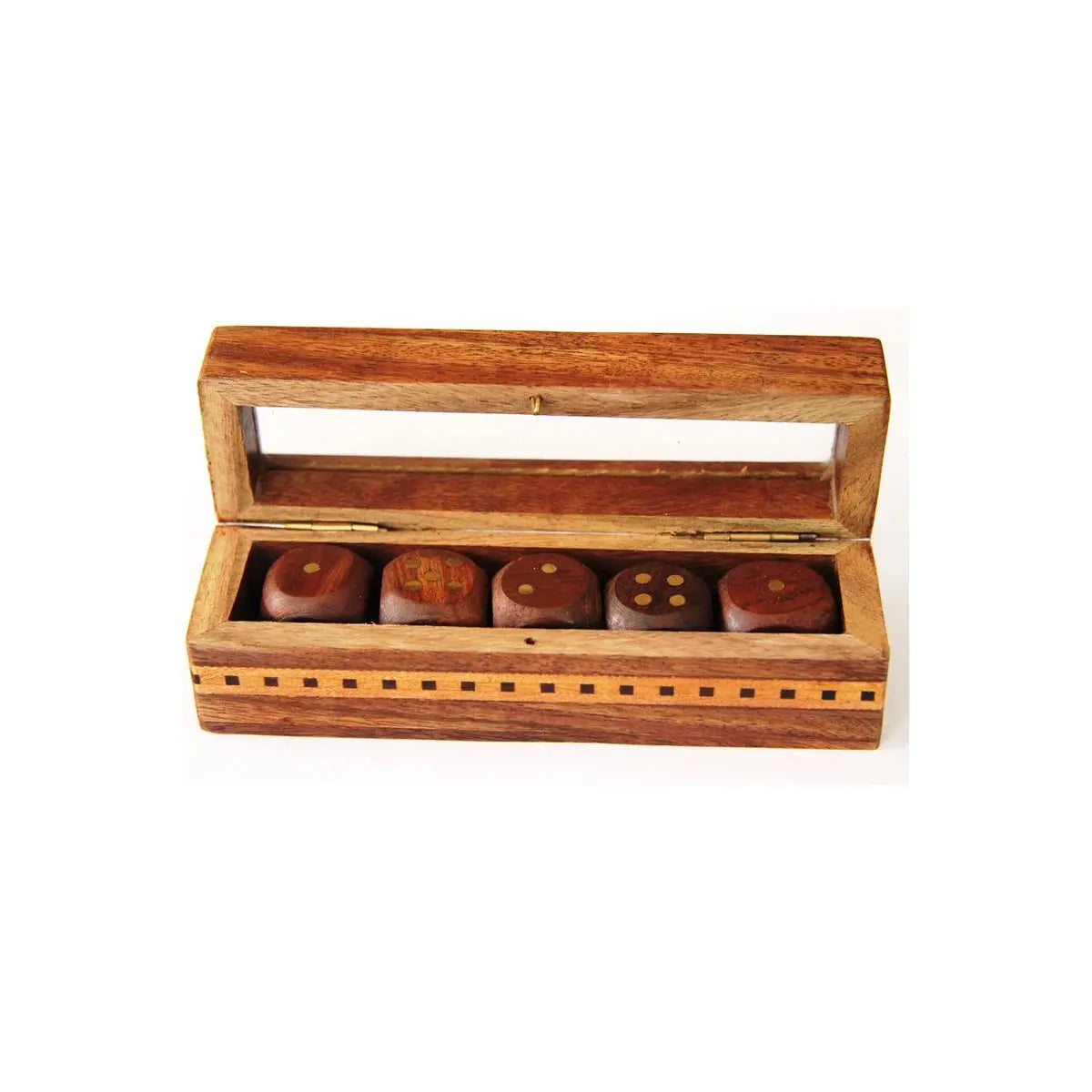 Holzbox Im Set mit 5 Würfeln