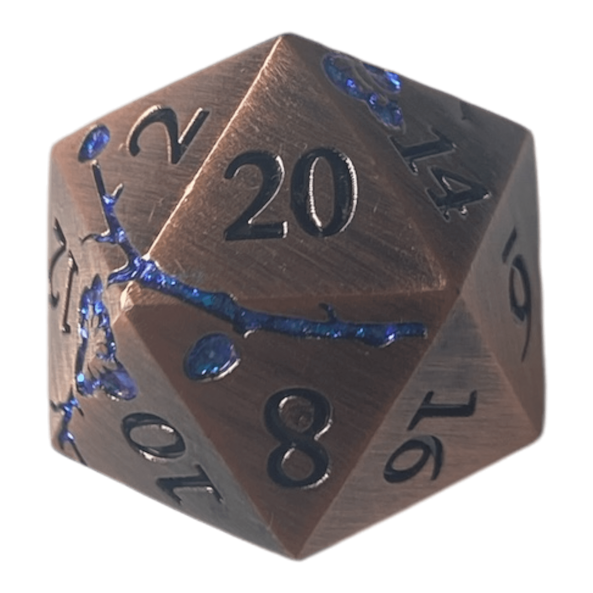 Würfel Stube Kupfer Metallwürfel mit blauen Magnolien Blüten W20