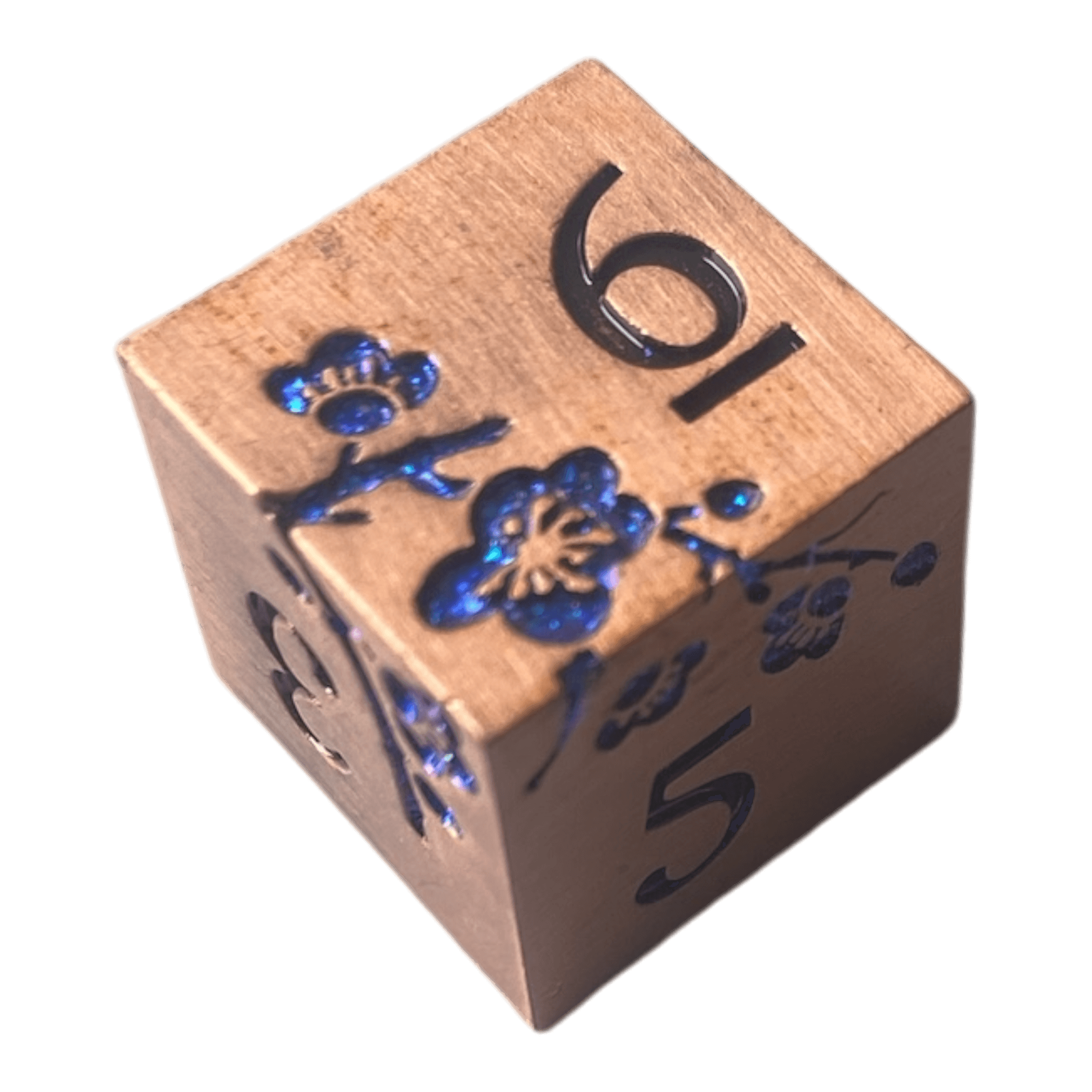 Würfel Stube Kupfer Metallwürfel mit blauen Magnolien Blüten W6