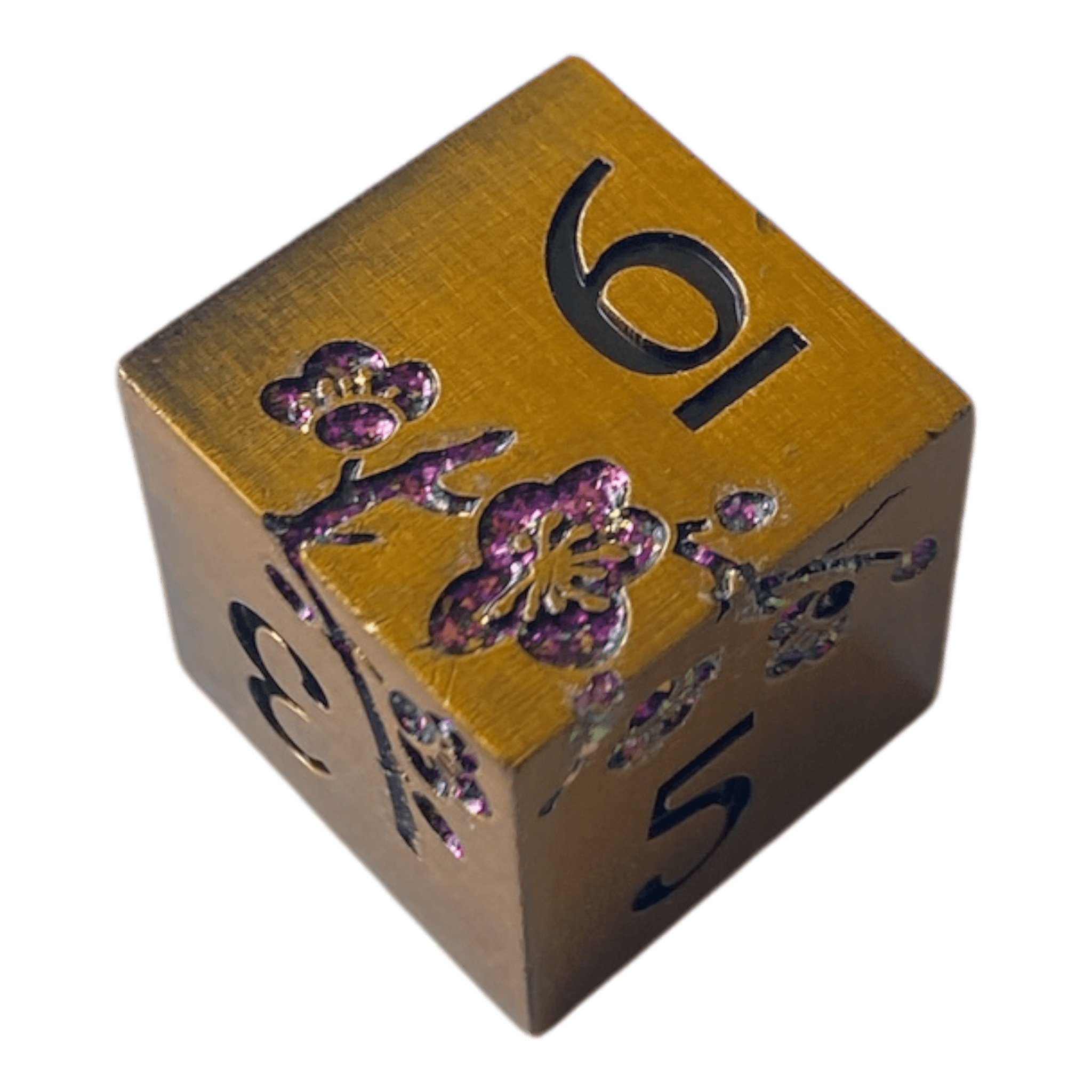 Würfel Stube Kupfer Metallwürfel mit lila Magnolien Blüten W6