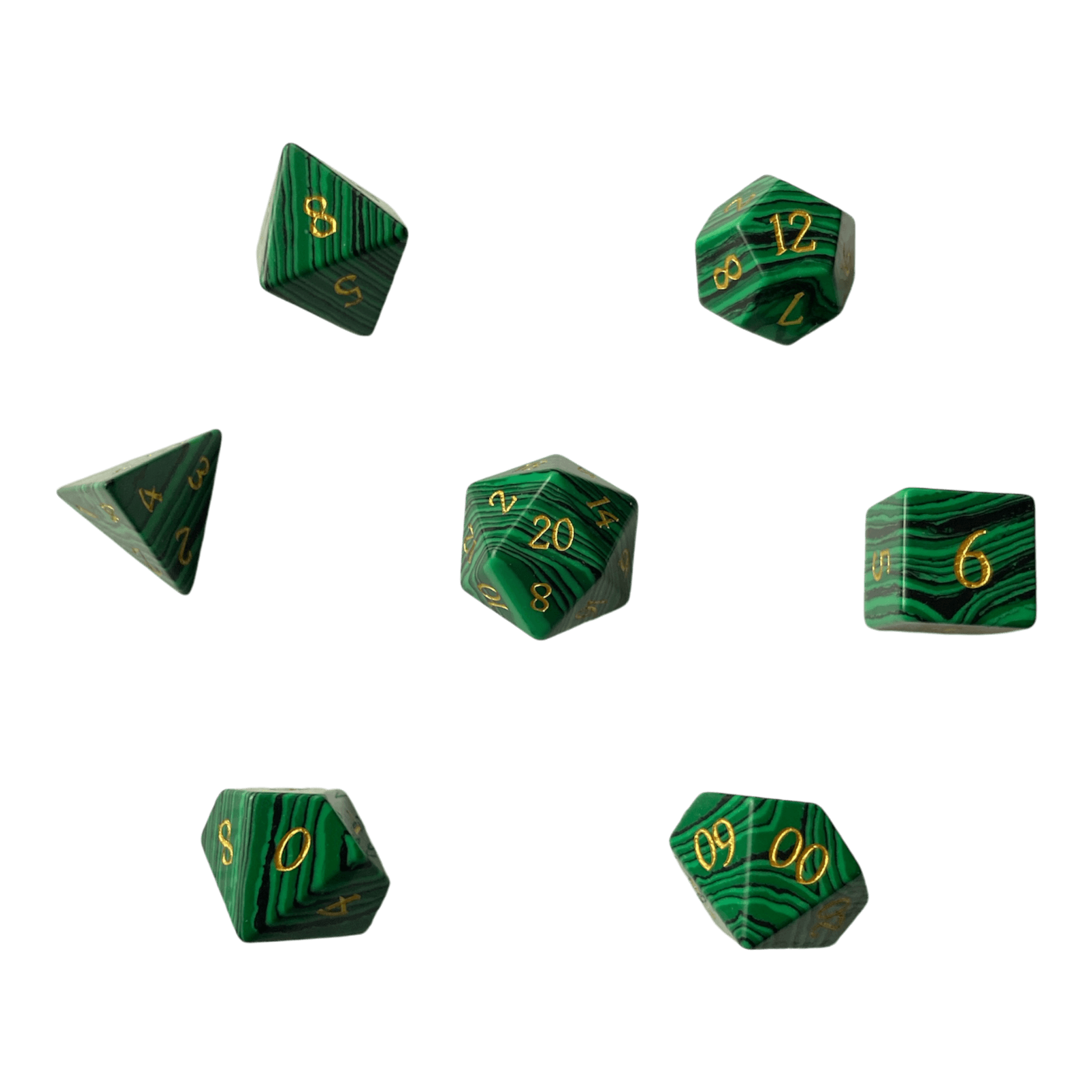 Waerfel Stube Malachit Edelsteinwürfel Grün/Schwarz Set