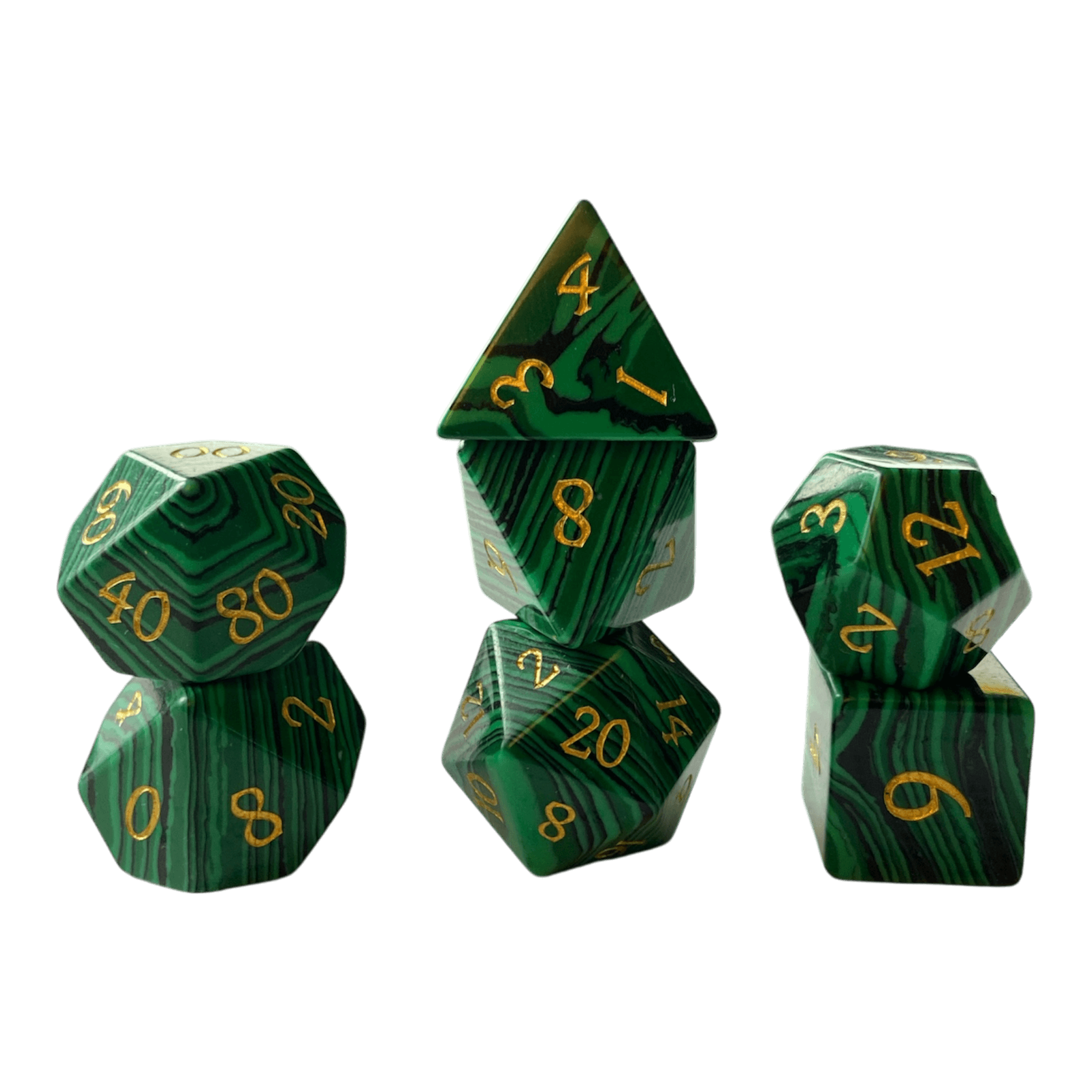 Waerfel Stube Malachit Edelsteinwürfel Grün/Schwarz Set