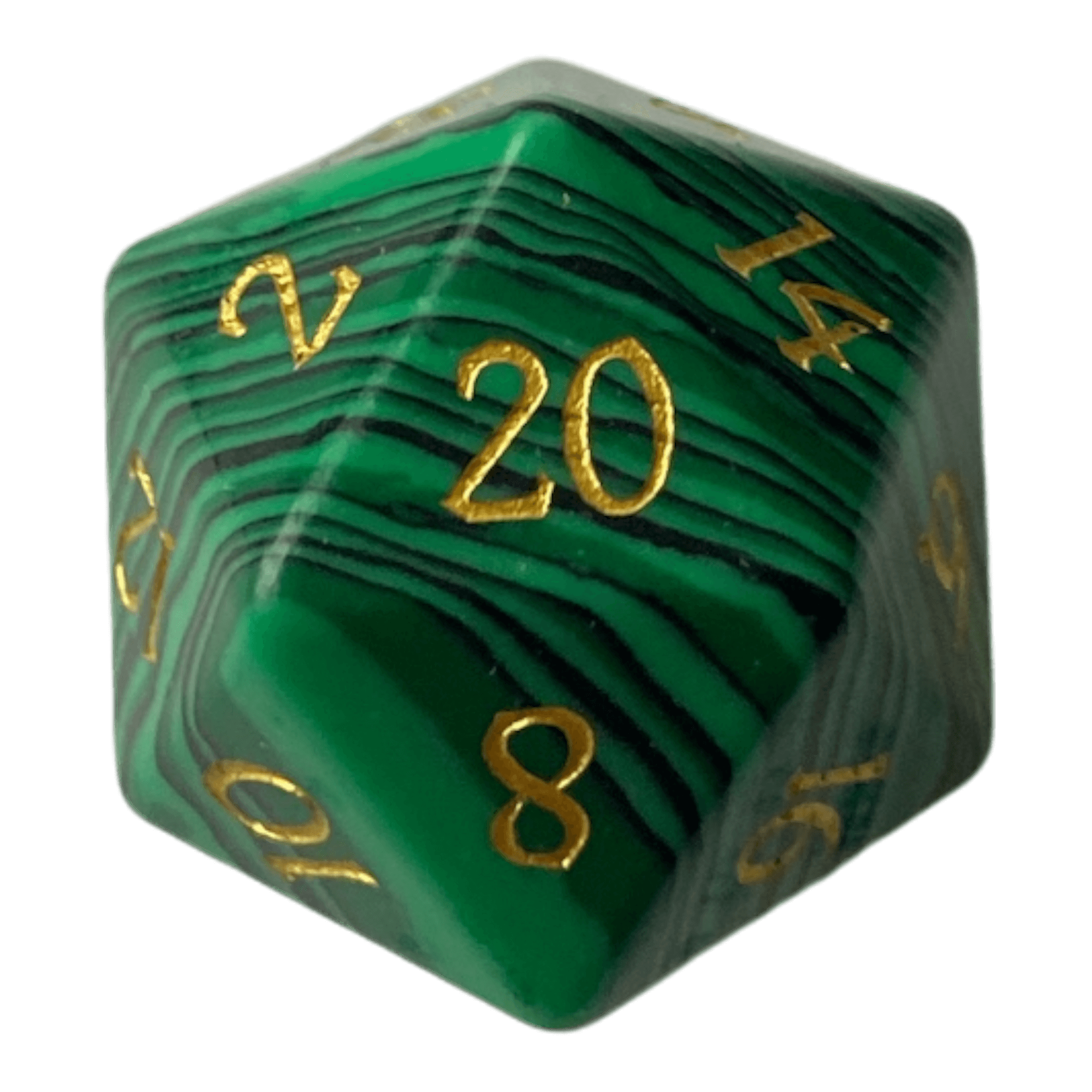 Waerfel Stube Malachit Edelsteinwürfel Grün/Schwarz W20