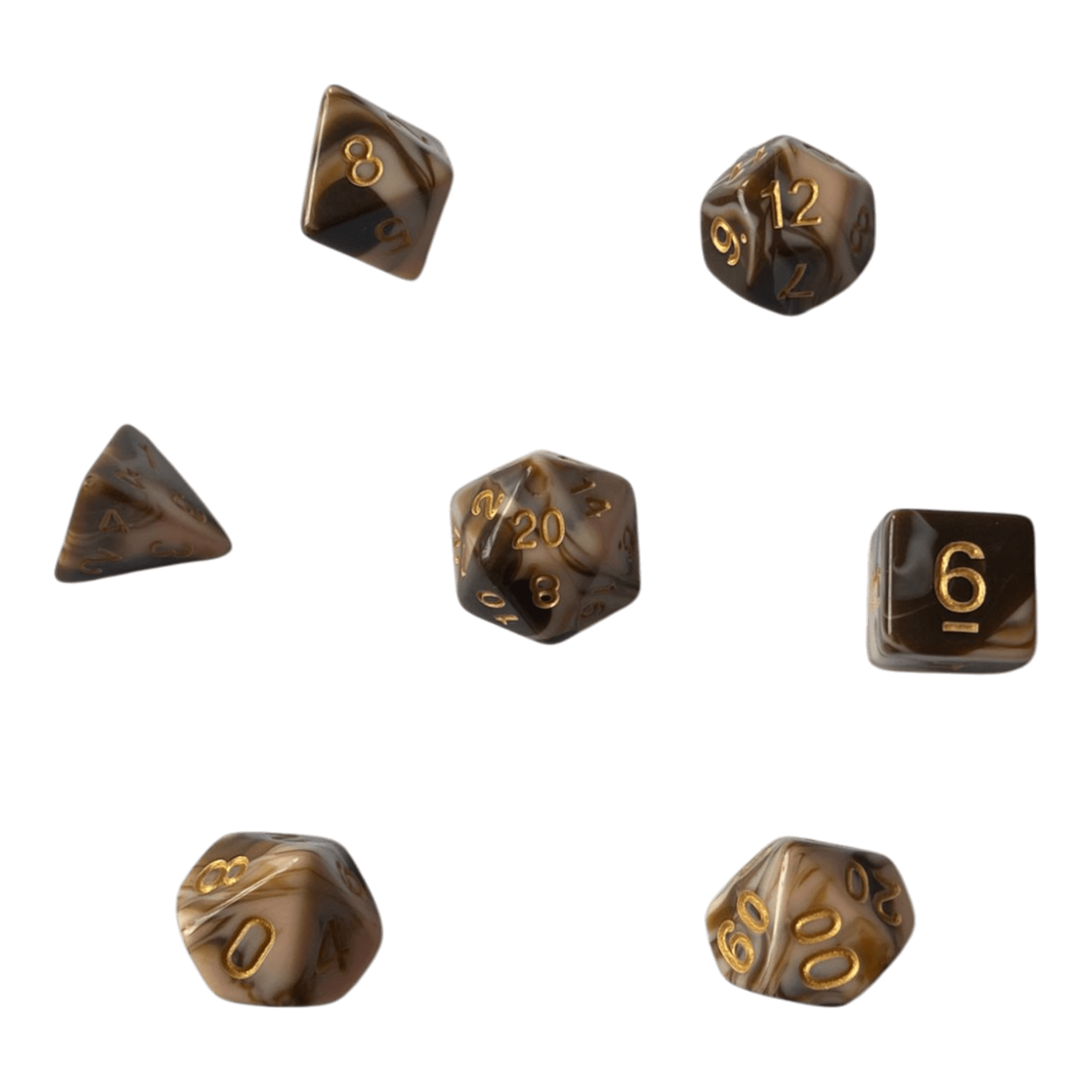 Würfel Stube Marmorierte Würfel 7er Set in Chocolate & Rosa - 16mm