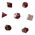 Würfel Stube Marmorierte Würfel 7er Set in Rot / Weiß - 16mm