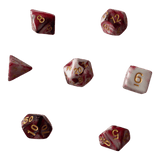 Würfel Stube Marmorierte Würfel 7er Set in Rot / Weiß - 16mm
