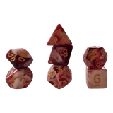 Würfel Stube Marmorierte Würfel 7er Set in Rot / Weiß - 16mm