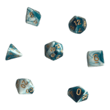 Würfel Stube Marmorierte Würfel 7er Set in Schwarz-Grün-Weiß mit goldenen Zahlen