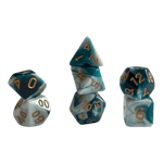 Würfel Stube Marmorierte Würfel 7er Set in Schwarz-Grün-Weiß mit goldenen Zahlen