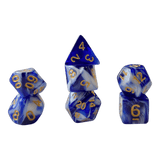 Würfel Stube Marmorierte Würfel Blau-Weiß mit goldenen Zahlen