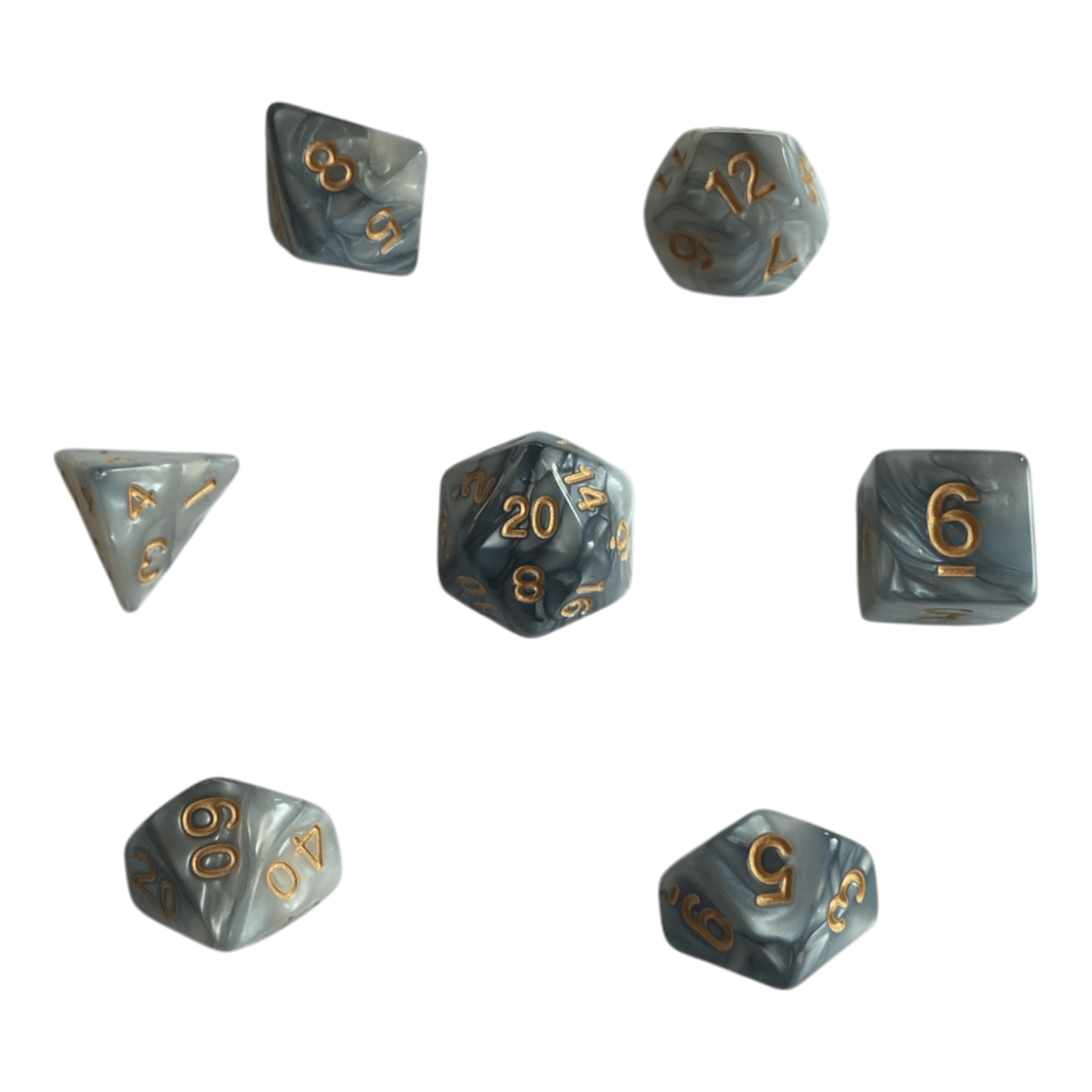 Würfel Stube Perlmuttwürfel 7er Set in Grau & Schwarz