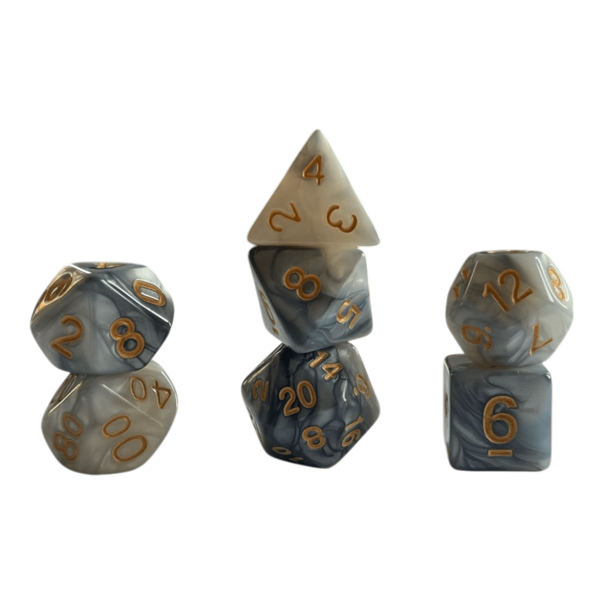 Würfel Stube Perlmuttwürfel 7er Set in Grau & Schwarz