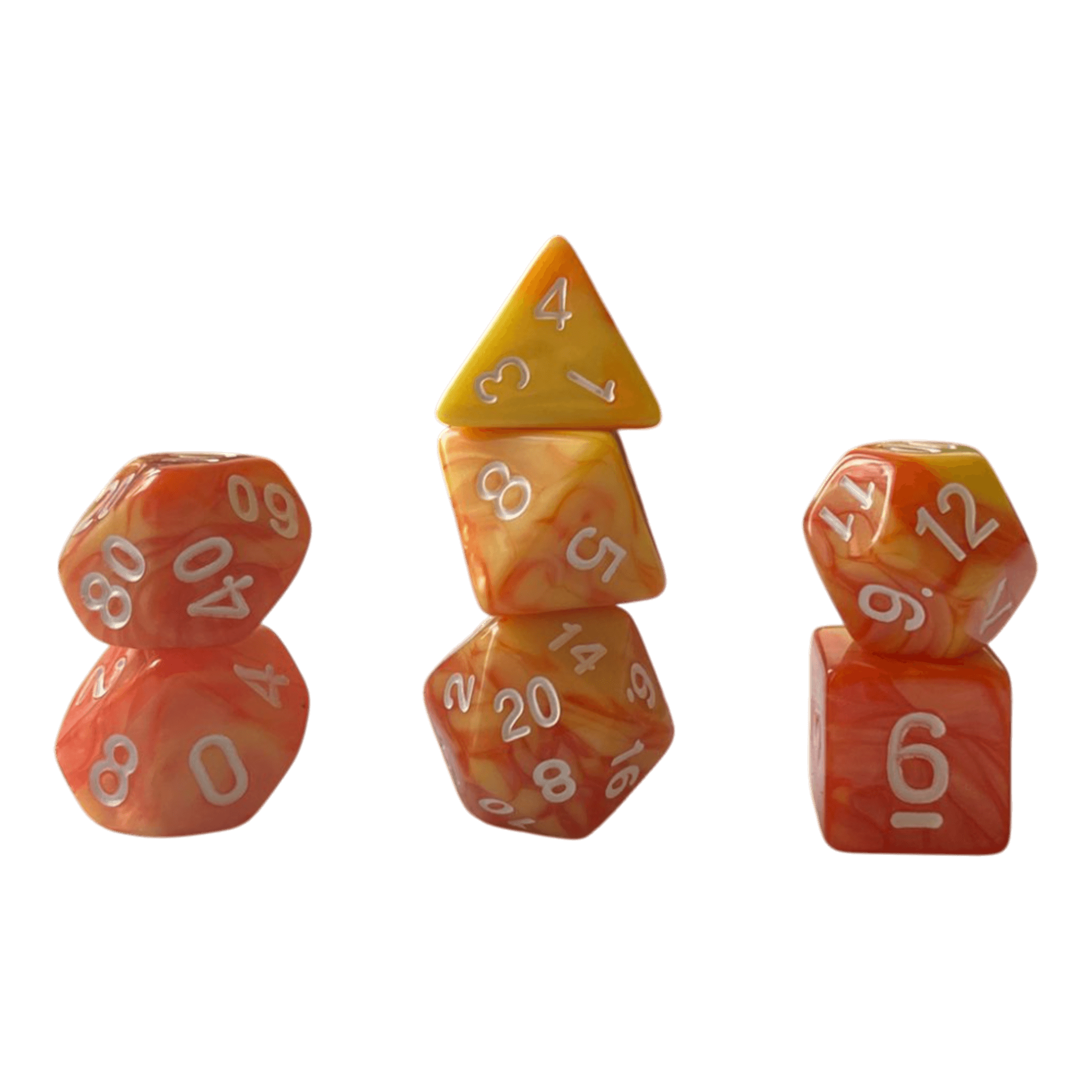 Würfel Stube Perlmuttwürfel Set in Orange & Gelb