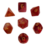 Rotes Würfelset – Matt/Transparent mit Nebeloptik (7er Set)