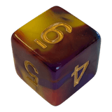 Marmoriertes Multicolor Würfelset – Goldene Zahlen (7er Set)