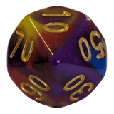 Marmoriertes Multicolor Würfelset – Goldene Zahlen (7er Set)