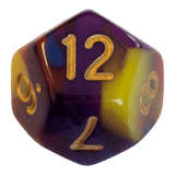 Marmoriertes Multicolor Würfelset – Goldene Zahlen (7er Set)