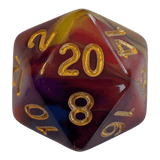 Marmoriertes Multicolor Würfelset – Goldene Zahlen (7er Set)