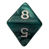 Marmorierte Würfel 7er Set in Dunkelgrün