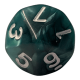 Marmorierte Würfel 7er Set in Dunkelgrün