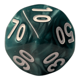 Marmorierte Würfel 7er Set in Dunkelgrün