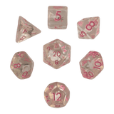 Rabbit Dice Set / Hasenwürfel 7er Set (transparent / rosa)