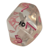 Rabbit Dice Set / Hasenwürfel 7er Set (transparent / rosa)