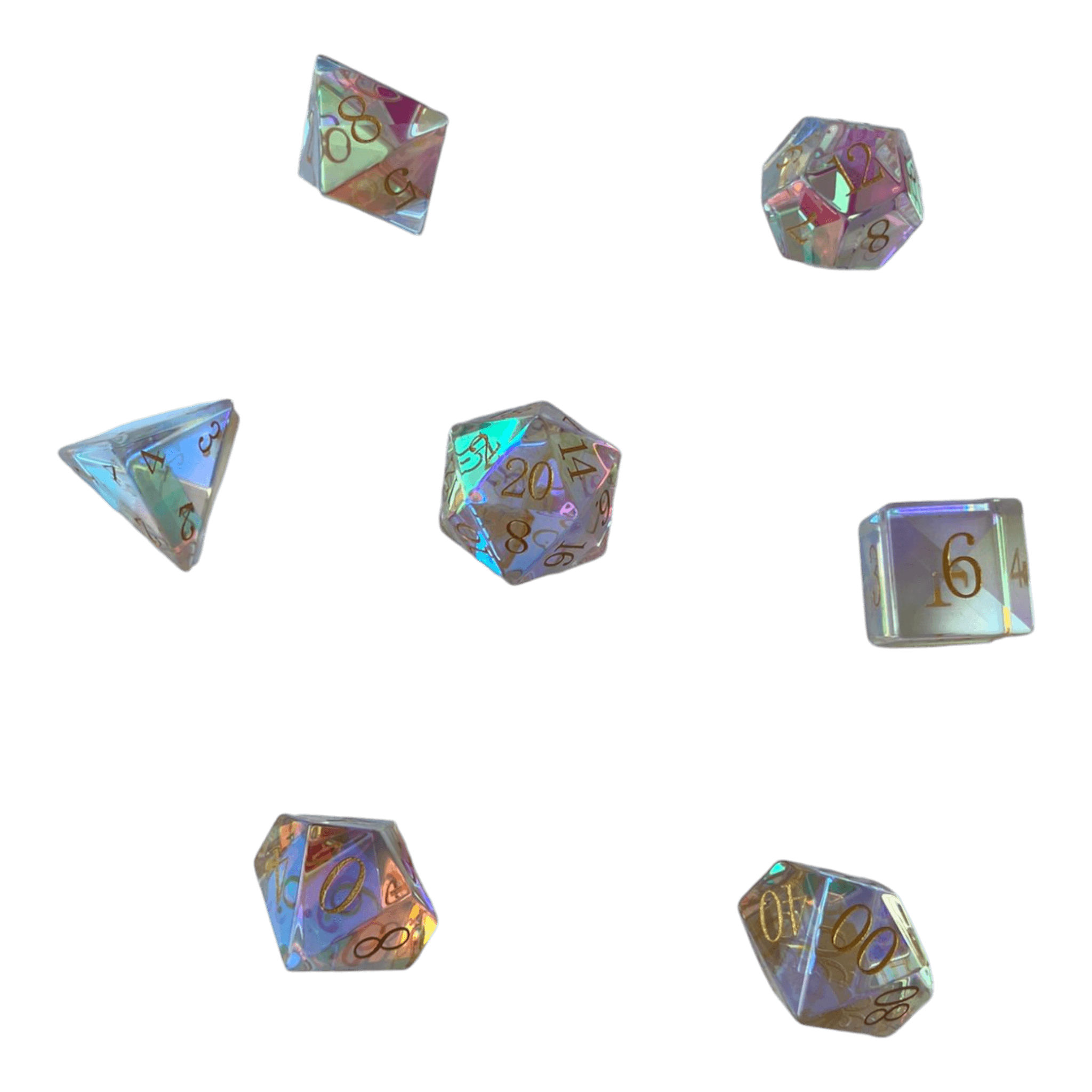 Waerfel Stube Regebogenfarben transparente Glaswürfel Set