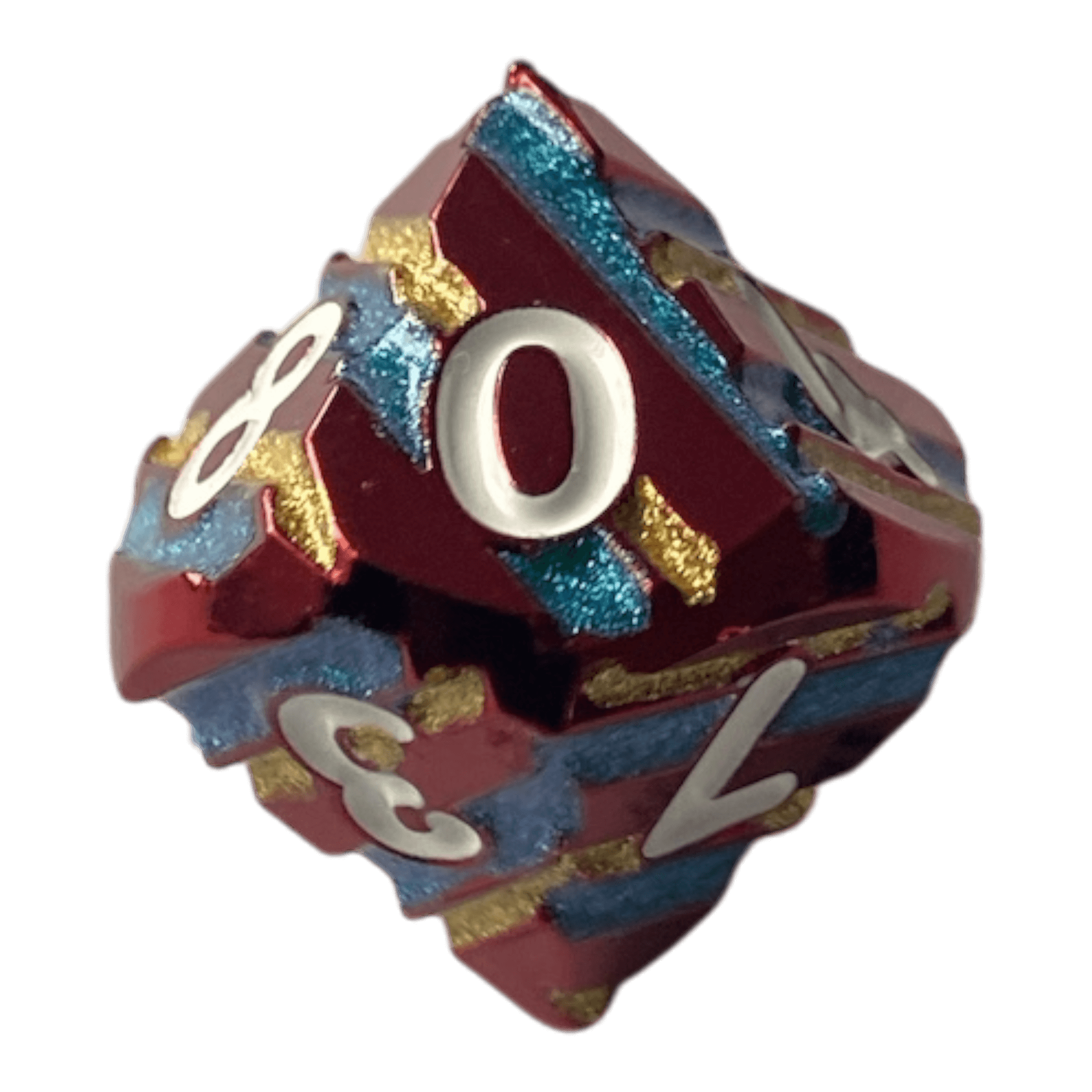 Würfel Stube Rote Metallwürfel mit blauen & goldenen Streifen W10