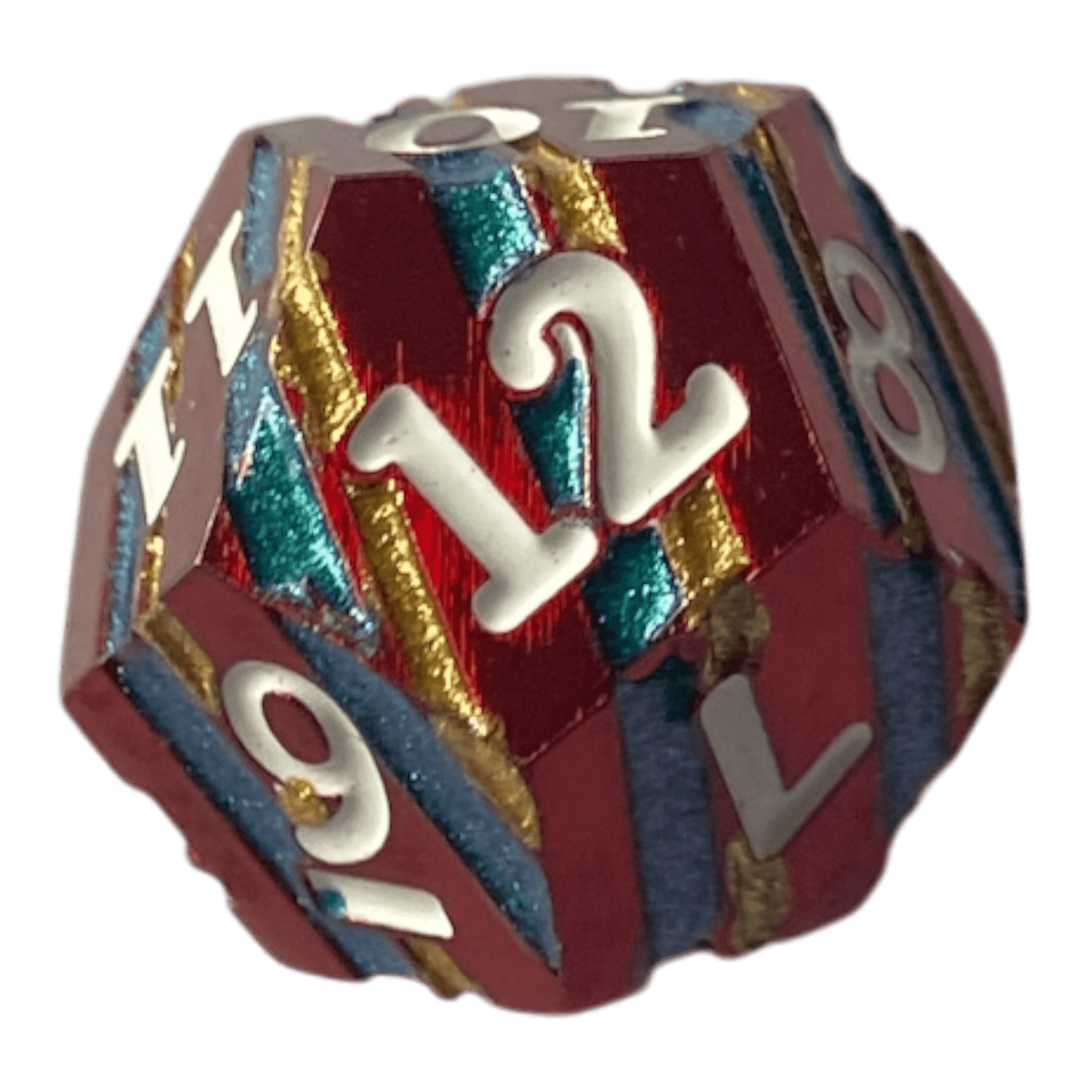 Würfel Stube Rote Metallwürfel mit blauen & goldenen Streifen W12