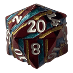 Würfel Stube Rote Metallwürfel mit blauen & goldenen Streifen W20